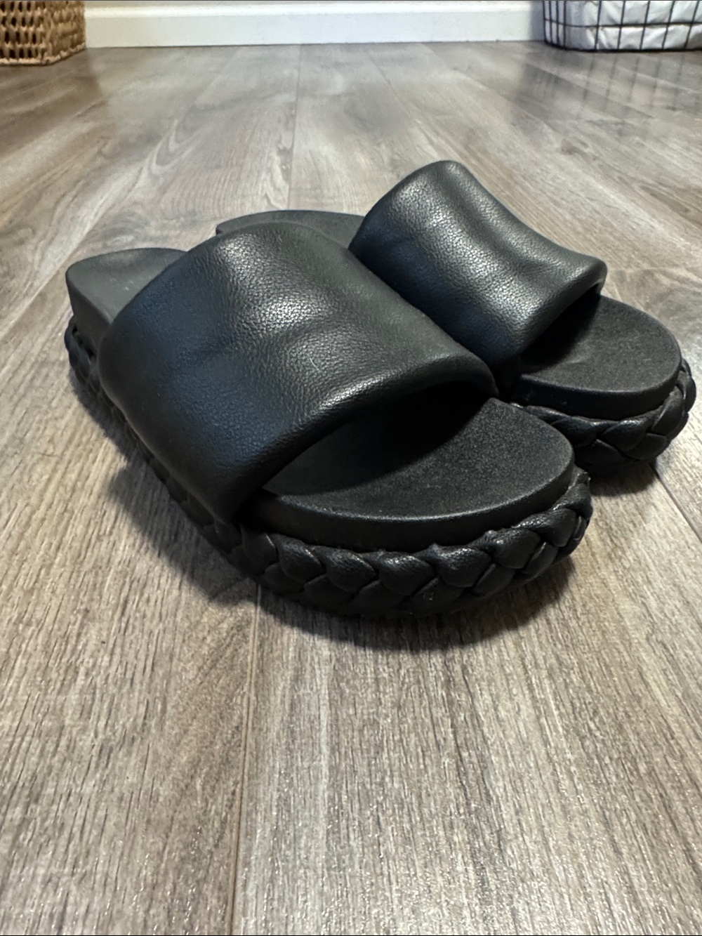 a new day Black Padded platform Slide Sandals